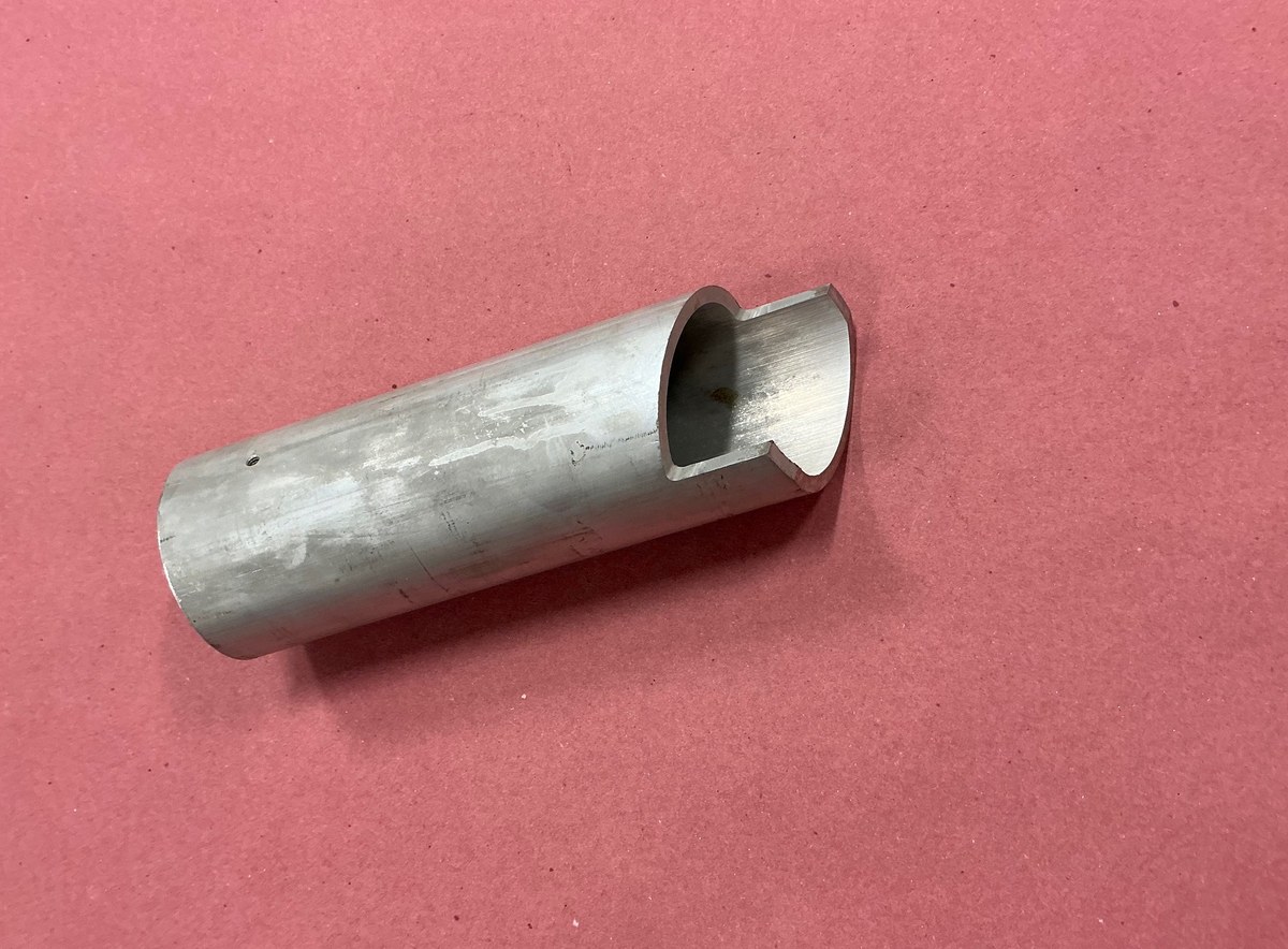 Cold saw trimmed tube — angled cut detail